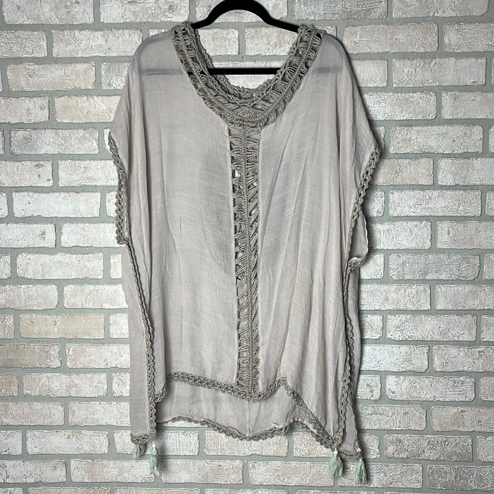 Surf Gypsy Gauze and Crochet Coverup- Size M